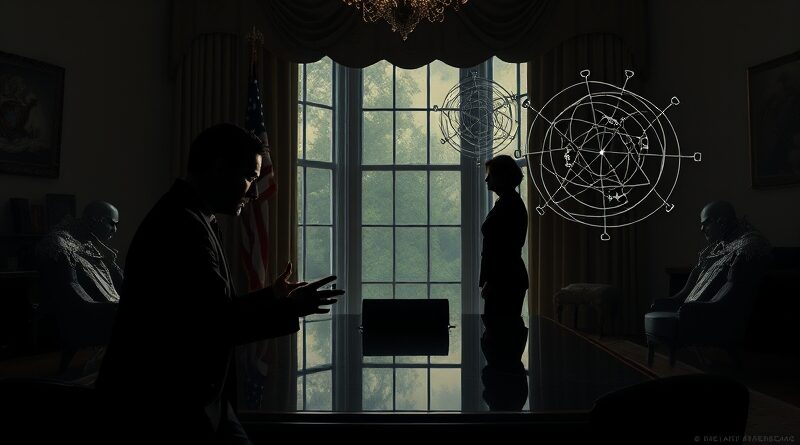 Dario Amodei w napiętej rozmowie w Gabinecie Owalnym, w tle sieć AI "Mythos".