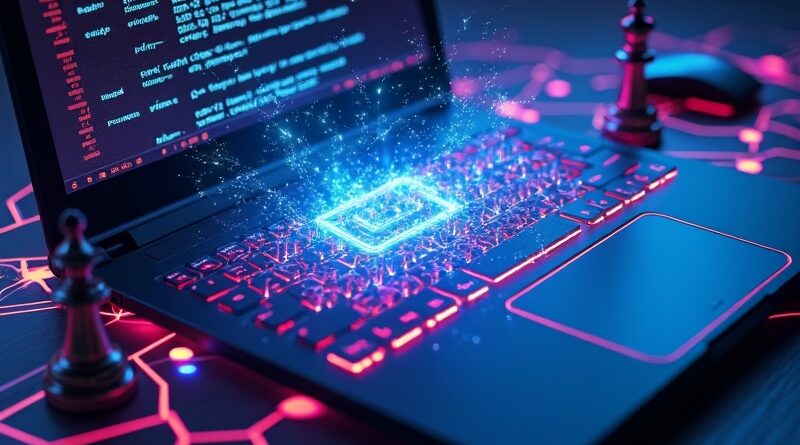 Neonowy holograficzny sieci neuralnej z polskimi motywami i cenowym tagiem.