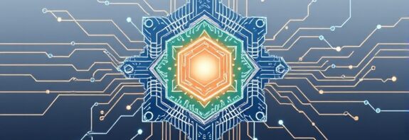 Kwantowy komputer w cyfrowym uścisku danych finansowych. Symbol innowacji i bankowości przyszłości Bank of Montreal.