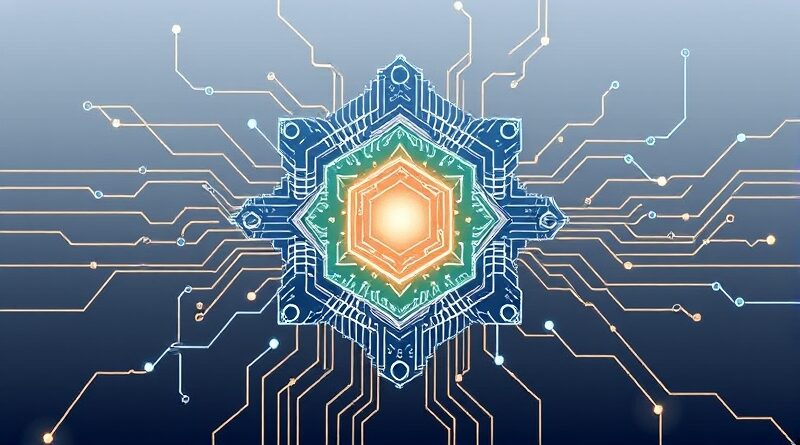Kwantowy komputer w cyfrowym uścisku danych finansowych. Symbol innowacji i bankowości przyszłości Bank of Montreal.