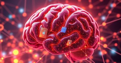 Abstrakcyjny mózg cyfrowy spleciony z obwodami kart kredytowych, symbolizujący autonomiczne płatności AI od Visa.