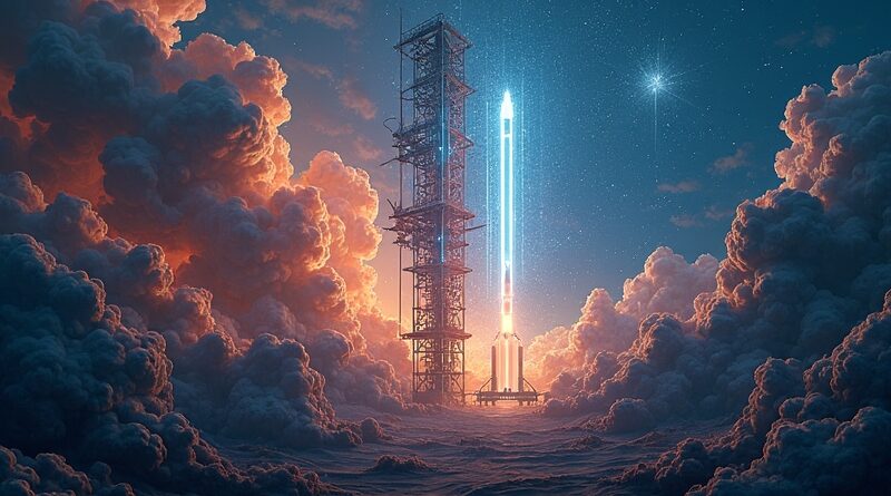 Połączenie sieci neuronowych i platformy SpaceX symbolizuje moc obliczeniową Anthropic i eksplorację kosmosu.