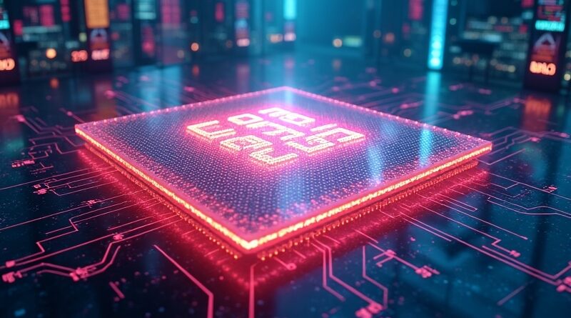 Wafer-scale procesor Cerebras na Wall Street. Hossa CBRS, cień logo Nvidii, aurora danych.