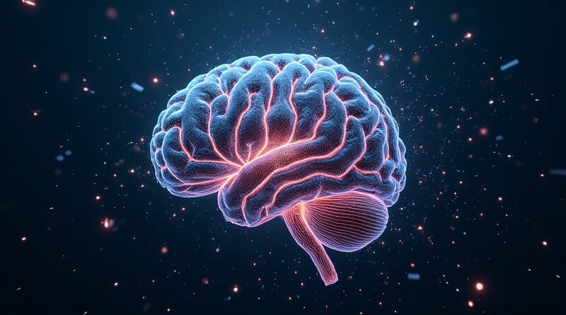 Abstrakcyjny rdzeń mózgu z kodem i danymi, symbolizujący innowacyjne SDK Cline dla agentów AI.