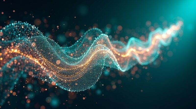 Dynamiczna sieć neuronowa symbolizuje przyspieszenie Google Gemma 4 dzięki multi-token prediction; futurystyczna wizja szybkości i inteligencji.