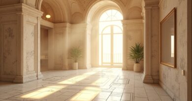 Szkic architektoniczny ożywa w fotorealistyczne, jasne wnętrze. DaVinci spotyka CGI.