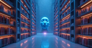 Cyfrowa biblioteka Claude'a - dane zamiast książek, śpiąca AI, sen o pamięci.