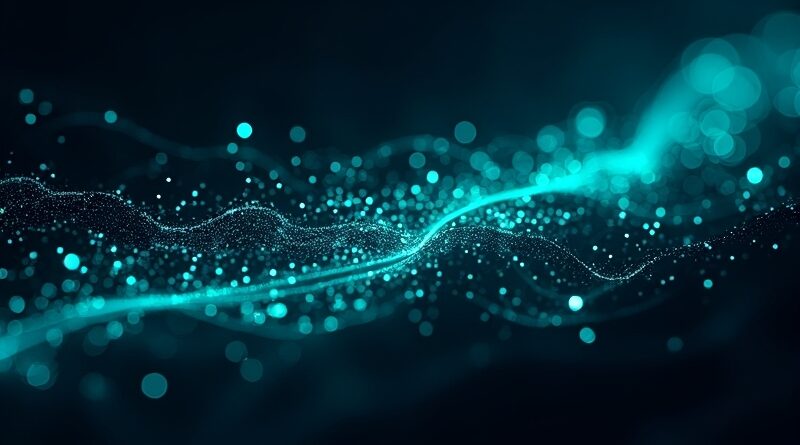 Abstrakcyjne, neonowe strumienie kodu i kursory symbolizują szybkość i efektywność nowego modelu programistycznego.