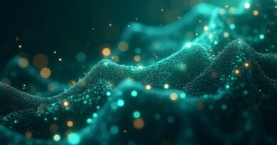 Abstrakcyjna wizja treningu sieci neuronowej w 4-bitowej precyzji. Innowacyjność, wydajność, oszczędność energii.