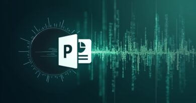 Abstrakcyjny przepływ danych między ChatGPT a PowerPoint. Ostrzeżenie o utracie danych.