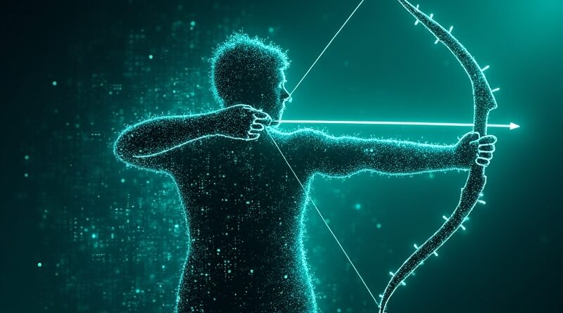 Robinhood zmienia się w kod binarny, trzymając wykres akcji. Finanse, AI, ryzyko.