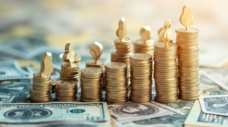 Abstrakcyjna grafika finansowa symbolizująca wejście Robinhood do S&P 500 i finansowej AI.