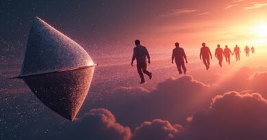 Emblem SpaceXAI zamienia się w sylwetki inżynierów lecących ku logotypom Meta i Thinking Machines Lab