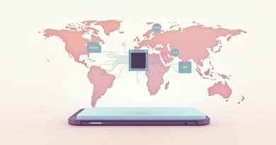 Ikona chipa emitująca fale dźwiękowe w bubliki językowe z tagami ekspresji nad e‑readerem i smartfonem