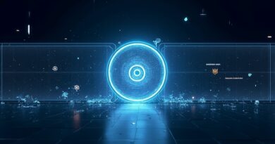 Świetlny rdzeń AI w barierze Authorized Access, rozpryskujące się symbole SPV i platform.