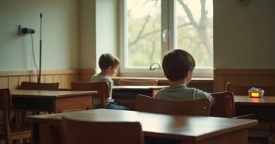 Sielska norweska klasa. Dziecko wyciąga świecącą wtyczkę AI ze ściany.