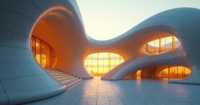 Architektura kodu – parametryczne linie w błękicie i złocie, minimalistyczna elegancja