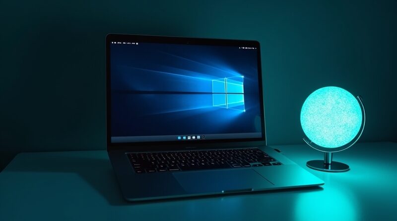 Na pulpicie macOS w trybie ciemnym unosi się kula Gemini z mikrofonem
