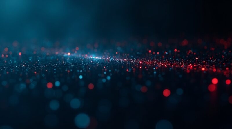 Niebiesko-srebrna bariera odbijająca czerwone i czarne fragmenty złośliwego kodu w cyberpunkowej cyfrowej pustce.