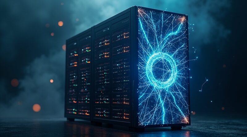 pęknięty system Nvidia Kyber niebieskie obwody ciemne tło bursztynowe błyski