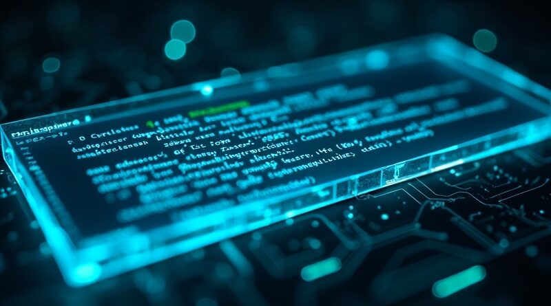 Przezroczysta bariera energetyczna nad kodem GitHub z neonowymi obwodami.