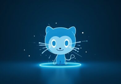 Minimalistyczna grafika: gałąź kodu odłącza się od logo GitHub, wchłaniana przez interfejs Cursor.