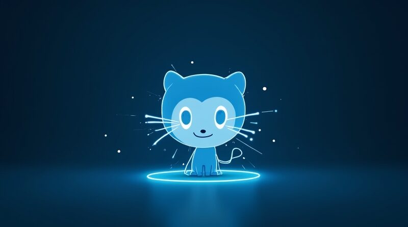 Minimalistyczna grafika: gałąź kodu odłącza się od logo GitHub, wchłaniana przez interfejs Cursor.