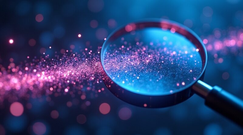 Neonowy strumień AI Origin przesłania stare szkło powiększające do code review.