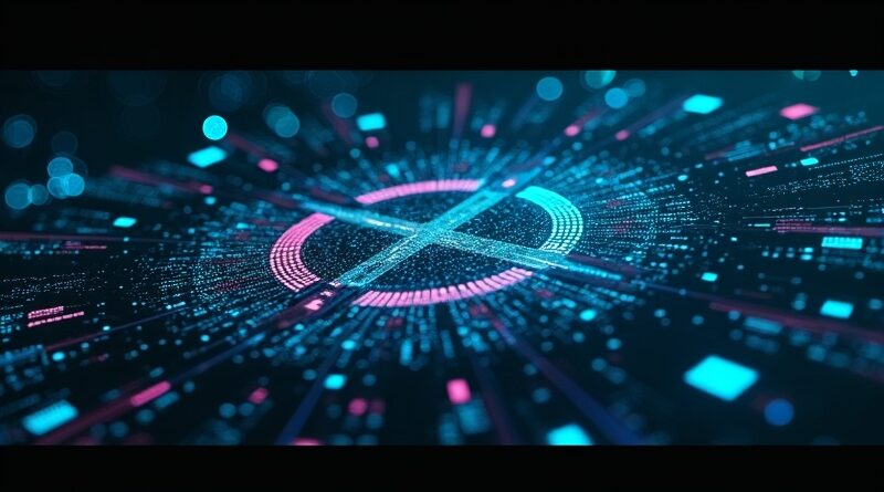 Futurystyczny interfejs dowodzenia z holograficznymi odgałęzieniami Gita i panelami terminala.