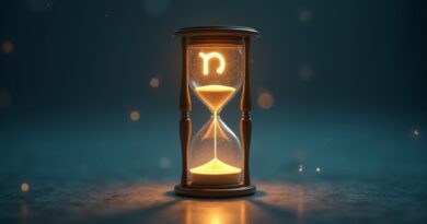 Cyfrowa klepsydra z piaskiem płynącym z ikony smartfona w symbol Gemini na gradientowym tle.