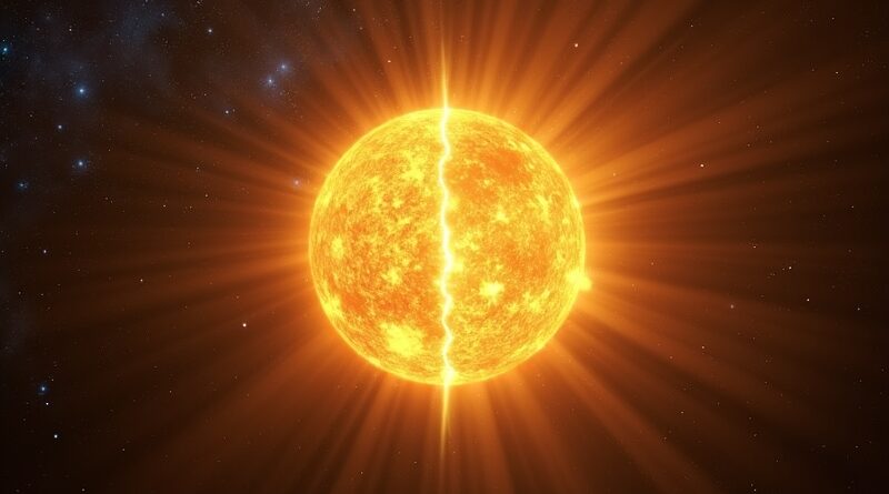 Podzielone niebo: złote słońce Sol po jednej stronie, księżyc Luna po drugiej.