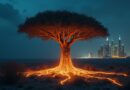 Baobab o korzeniach jak obwody łączy afrykańską sawannę z futurystycznym Dubajem.
