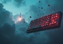 Bitwa na burzowym niebie: klawiatura, kod, rakieta SpaceX i logo OpenAI w cyberpunkowych barwach.