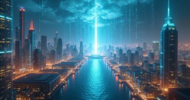 Prześwitująca ściana dzieli amerykańskie i chińskie miasta futurystyczne