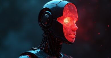 Robot pozbawiony moralnego centrum, świecąca cyberpunk