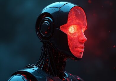Robot pozbawiony moralnego centrum, świecąca cyberpunk