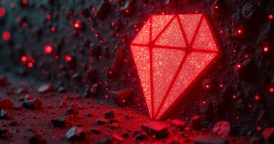 Autonomiczny agent AI dusi logo RubyGems krwistoczerwonymi niciami kodu w cyberpunkowym stylu horroru.
