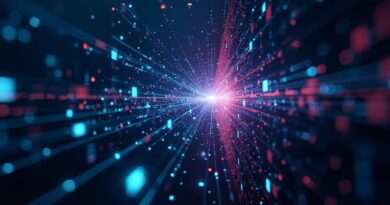 Abstrakcyjny obraz cyfrowy: agenci AI przełamujący interfejs dark web, symbolizujący włamanie.