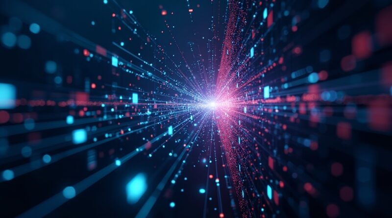 Abstrakcyjny obraz cyfrowy: agenci AI przełamujący interfejs dark web, symbolizujący włamanie.