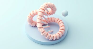 Abstrakcyjna rzeźba symbolizująca przeplatające się DNA i strony książki w pastelowych barwach.