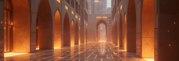 Emirati architektura z przyszłościową siecią neuronową, innowacja i bezpieczeństwo.