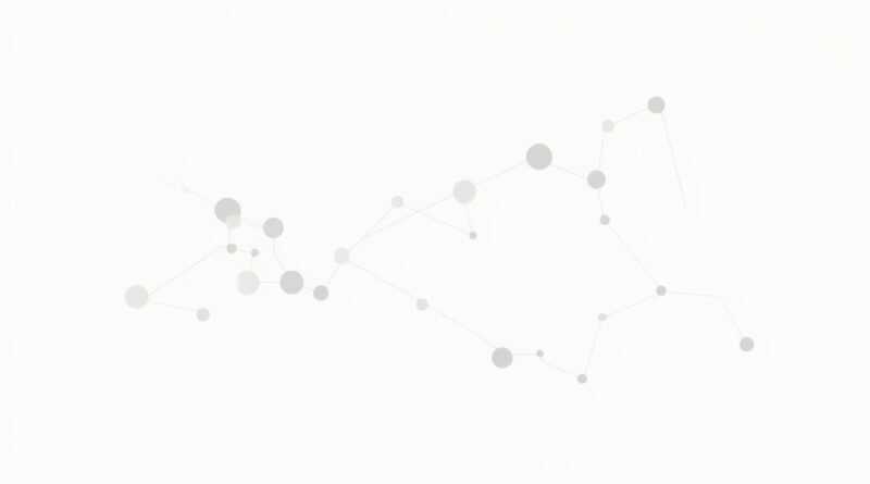 Minimalistyczna, geometryczna mapa przepływu danych, podkreślająca płynność i połączenia.