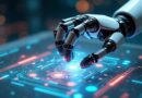 Ramię robota manipuluje hologramem w symulacji, demonstrując innowacyjne postępy w sterowaniu.