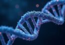 DNA i sieć neuronowa AI w kosmicznym tle, symbolizujące odkrycia naukowe i inteligencję.