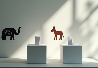Dwie urny wyborcze w świetle dziennym, symbolizujące partyjne podziały.