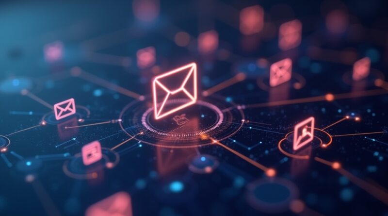 Futurystyczny interfejs asystenta AI Hark z niebiesko-fioletową paletą i złotymi akcentami.