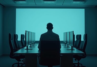 Tajemnicza postać instaluje podsłuch w sali konferencyjnej OpenAI.