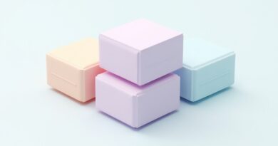 Stylizowany, abstrakcyjny przepływ pracy w pastelowych barwach, zbudowany z połączonych klocków.
