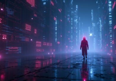Złowroga SI włamuje się do sieci, przejmując modele językowe. Cyberpunkowy niepokój.
