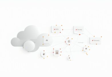 Minimalistyczna kompozycja geometryczna z węzłami i dominującą formą orchestracji procesów.